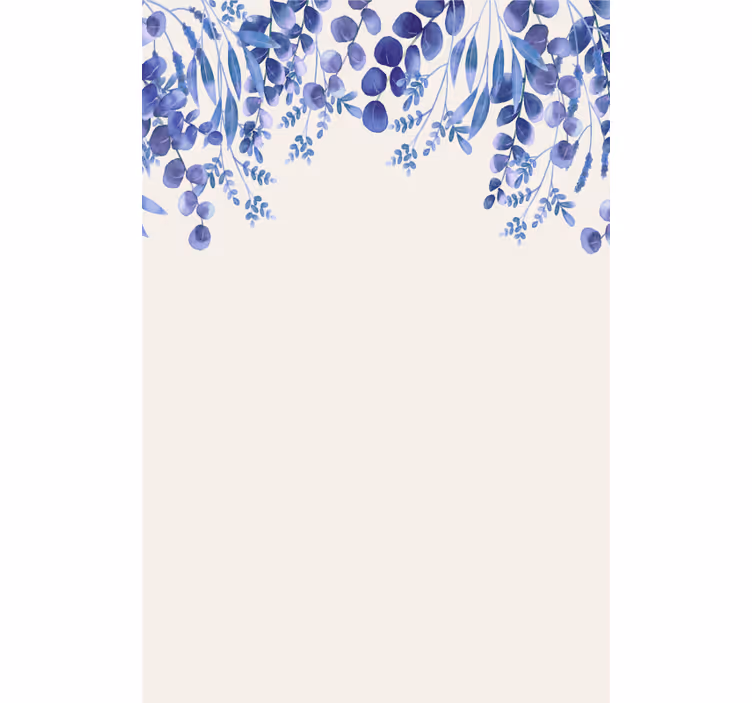 Store enrouleur salle de bain feuilles bleues suspendues - TenStickers