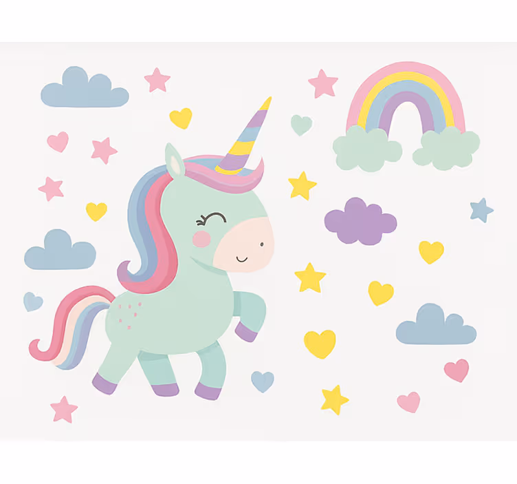 Store enrouleur pour chambre enfant motif de licorne coloré - TenStickers