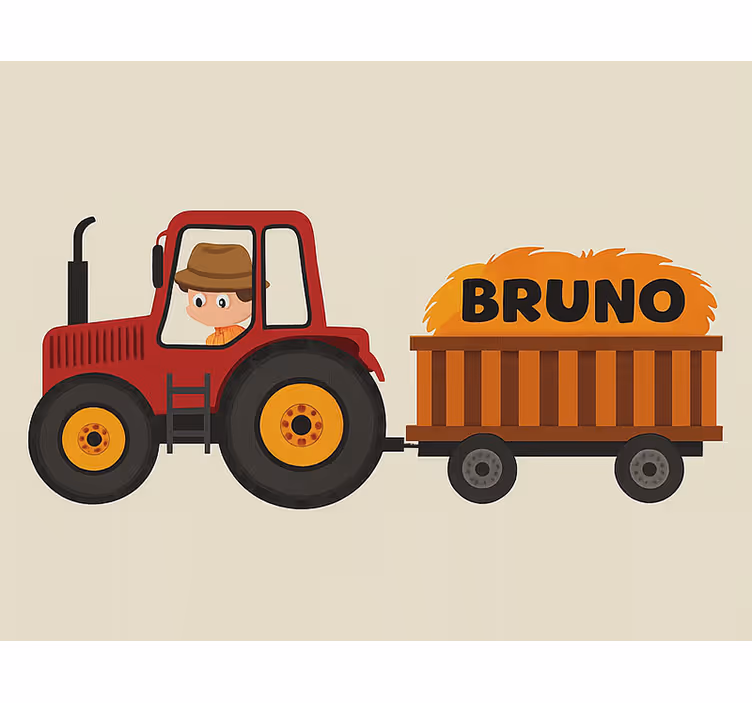 Store enrouleurchambre enfant tracteur avec prénom - TenStickers