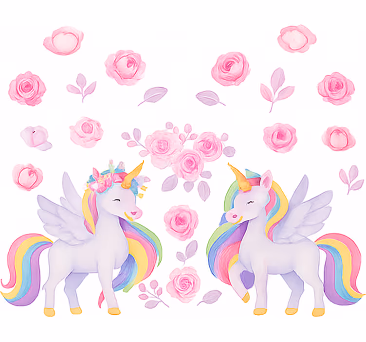 Store enrouleur pour chambre enfant licorne rose et fleurs - TenStickers
