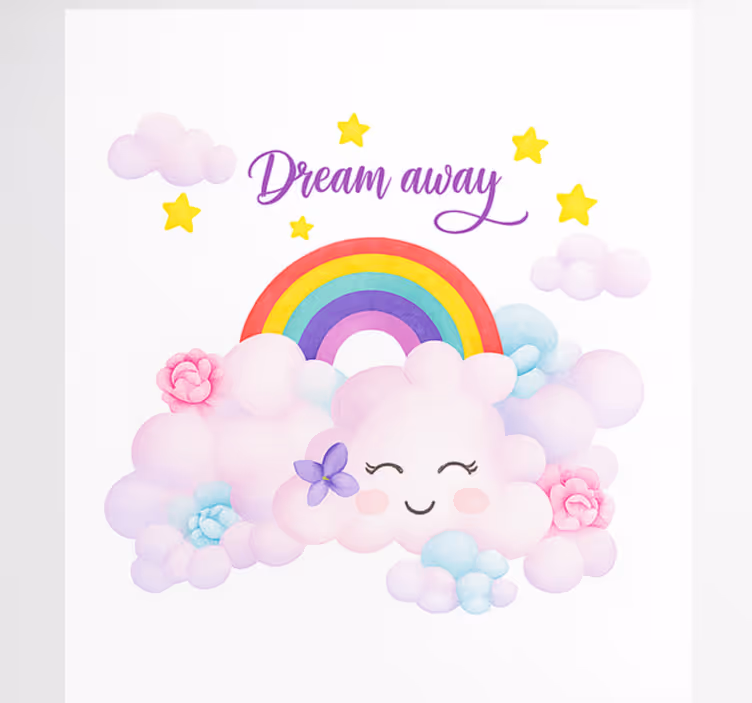 Store enrouleur pour chambre enfant nuages roses et arc-en-ciel - TenStickers
