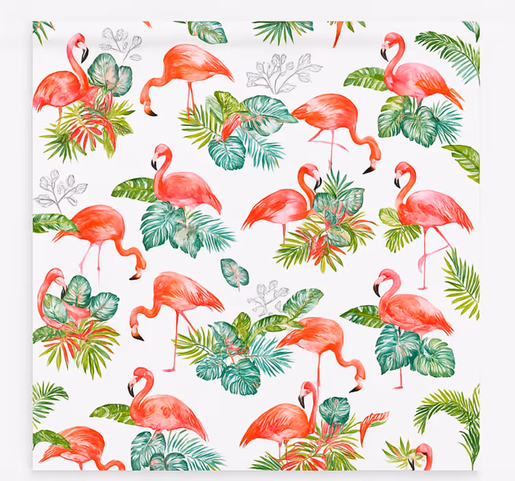 Store enrouleur cuisine motif tropical de flamants roses - TenStickers