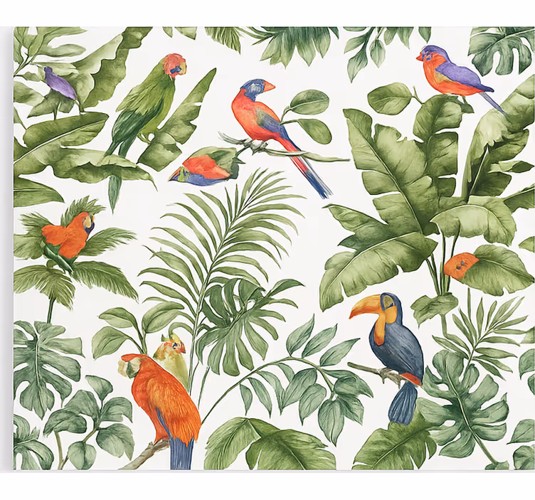 Store enrouleur salon imprimé oiseau tropical - TenStickers