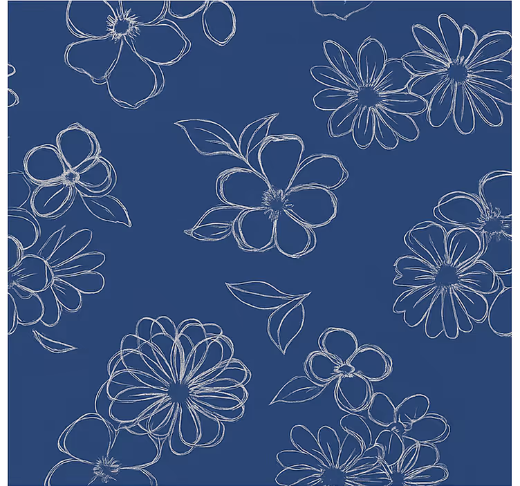 Store enrouleur couple fleurs aux contours bleus - TenStickers