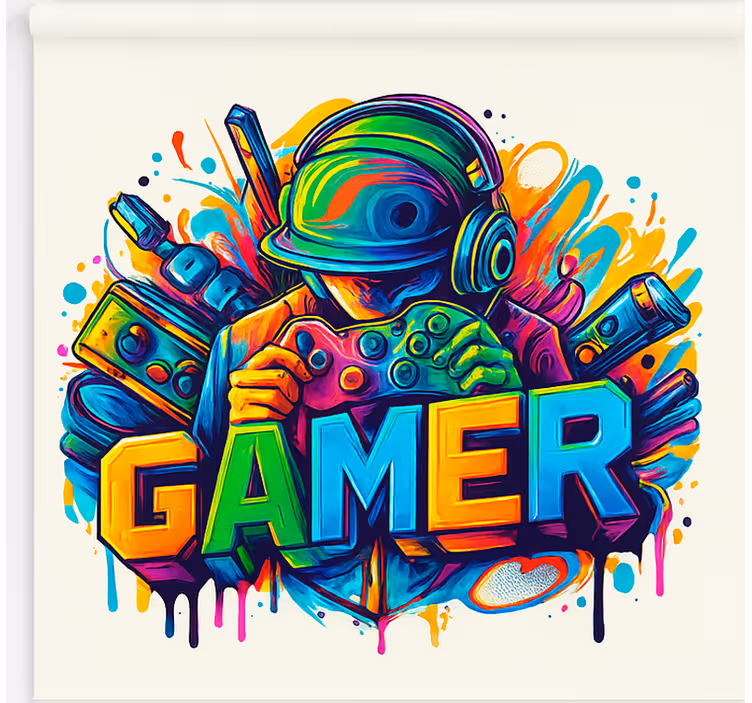 Store enrouleur geek joueur enfermé - TenStickers