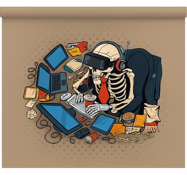 Store enrouleur geek squelette rétro gamer - TenStickers