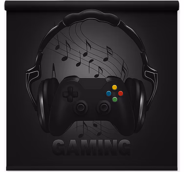 Store enrouleur geek contrôleur de port de casque monochrome - TenStickers