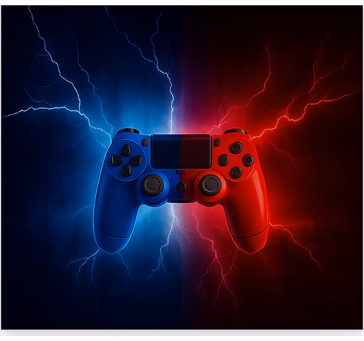 Store enrouleur geek contrôleur électrique rouge bleu - TenStickers