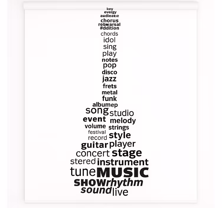 Store enrouleur pour chambre ado paroles de guitare musicale - TenStickers