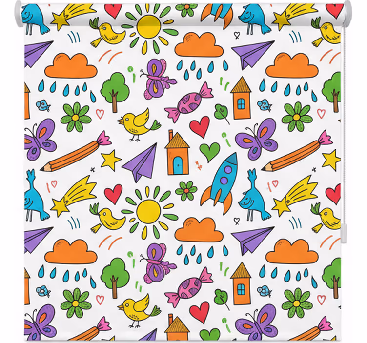 Stores nordiques imprimé doodle ludique - TenStickers