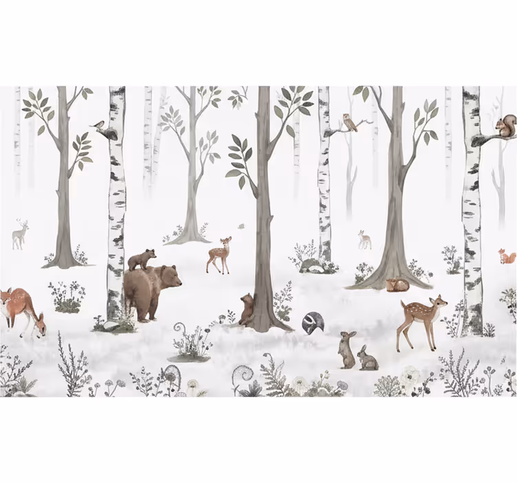 Store enrouleur arbre croquis forestier ludique - TenStickers