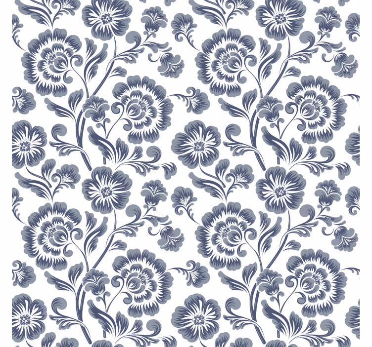 Store enrouleur salle de bain fleurs bleues fond blanc - TenStickers