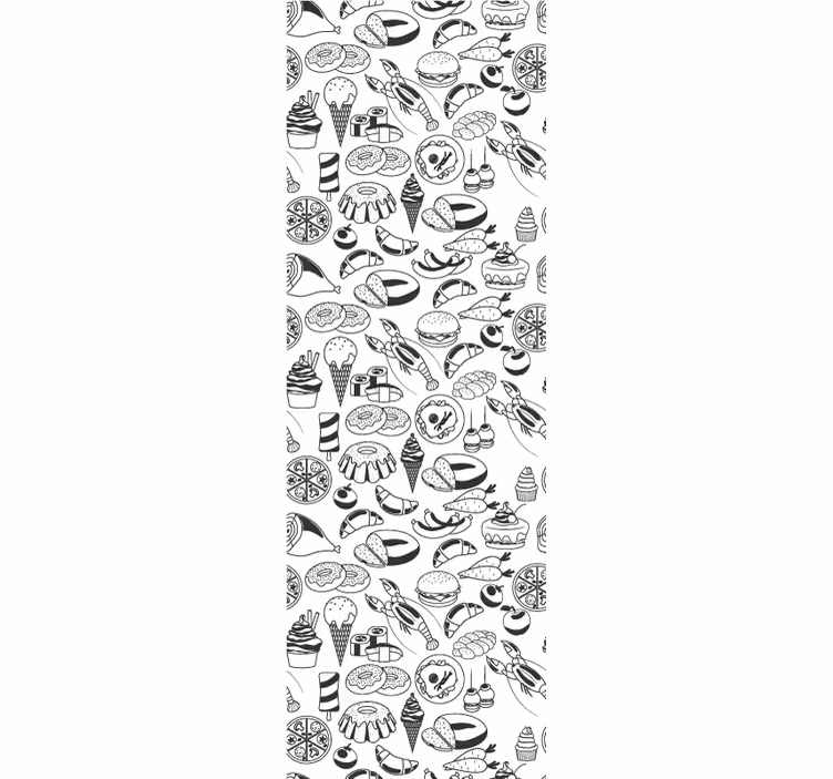 Store enrouleur cuisine motif alimentaire noir et blanc - TenStickers
