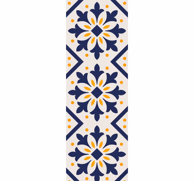 Store enrouleur cuisine bleu avec carrelage jaune vif - TenStickers