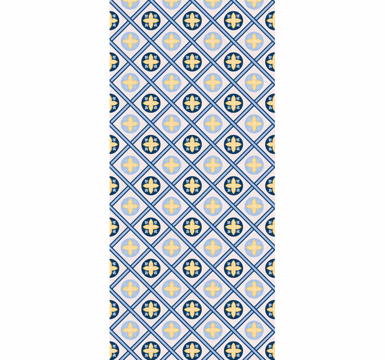 Store enrouleur cuisine carreaux portugais bleu et jaune - TenStickers