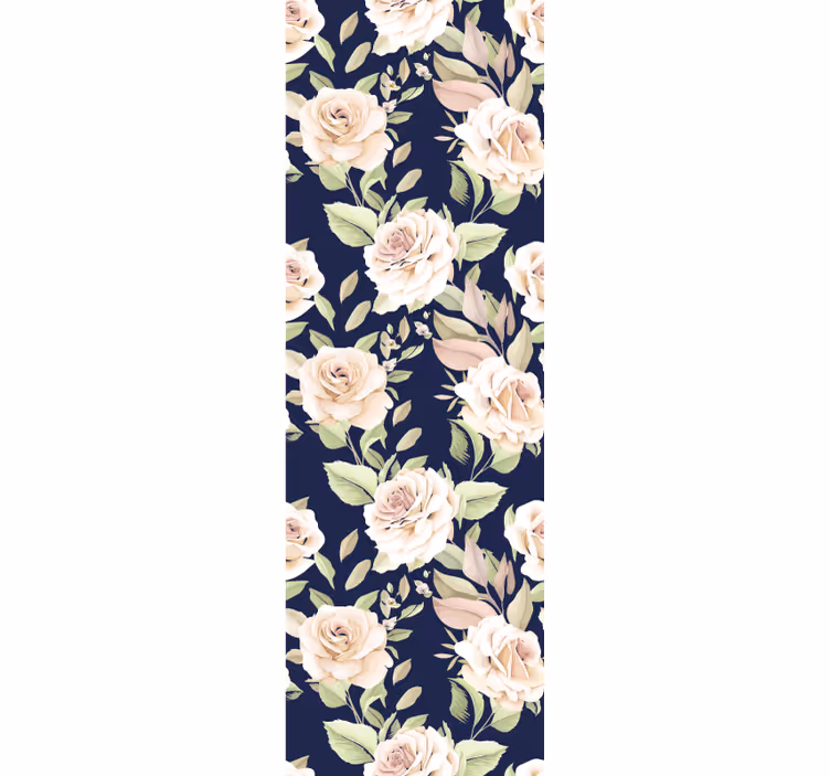 Store enrouleur cuisine motif rose vintage sur bleu - TenStickers