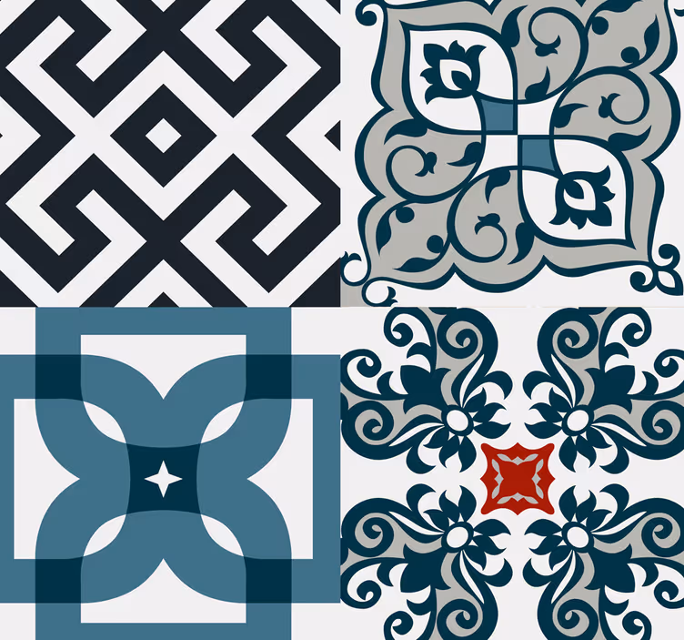 Store enrouleur cuisine carreaux vintage portugais - TenStickers