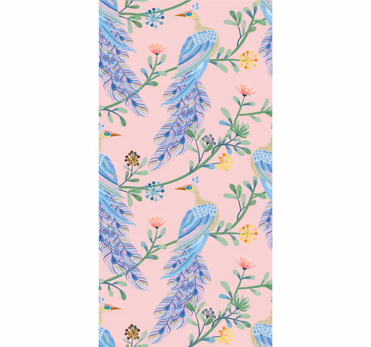 Store enrouleur salle à manger oiseaux au paradis rose - TenStickers