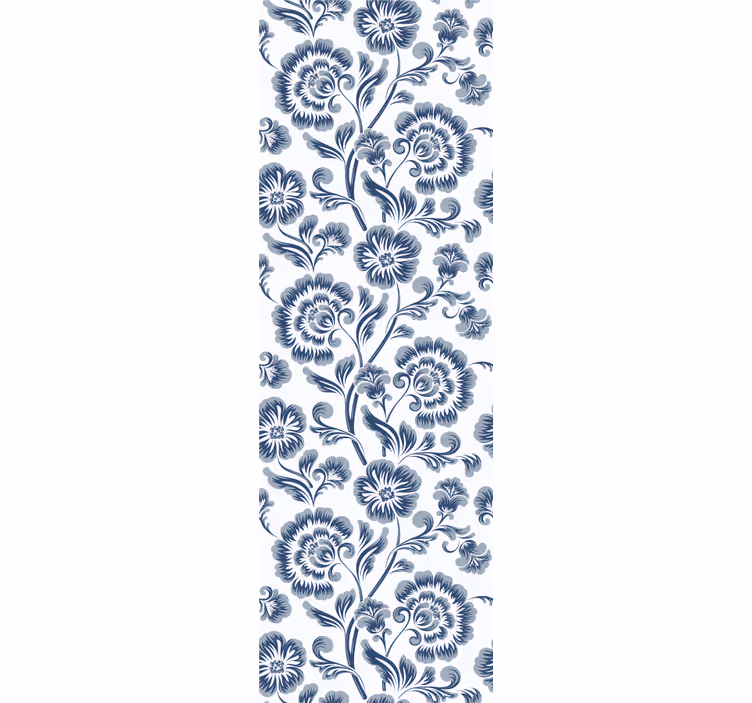 Store enrouleur salle à manger motif fleurs bleues - TenStickers