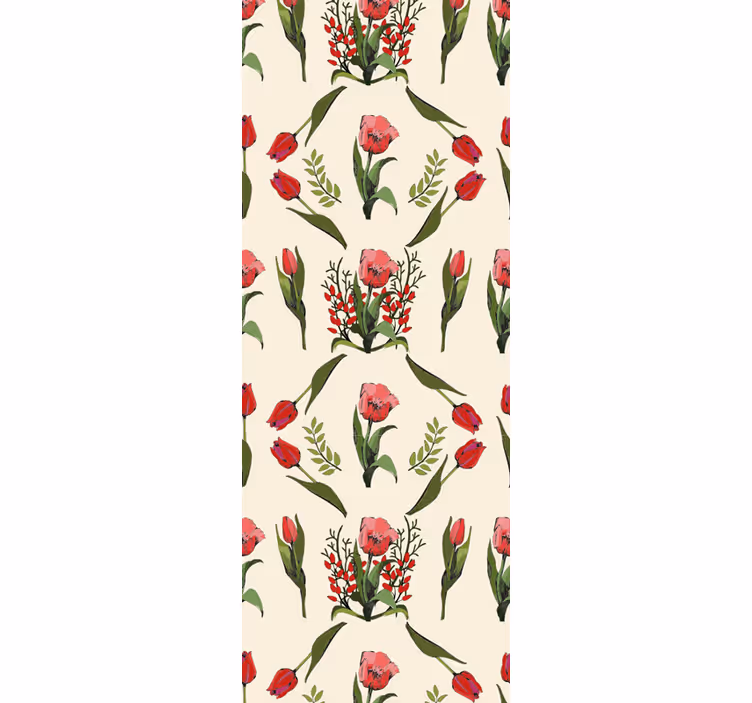 Store enrouleur salle à manger printemps tulipes rouges - TenStickers