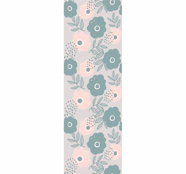 Store enrouleur salle à manger fleurs aquarelle roses et bleues - TenStickers
