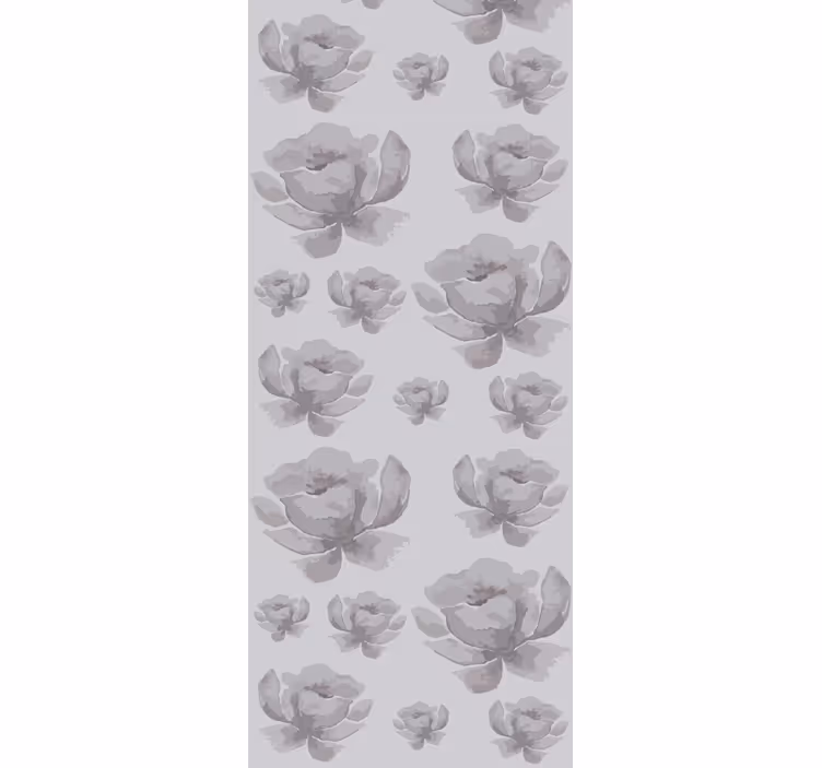 Store enrouleur salle à manger motif floral gris 80's - TenStickers