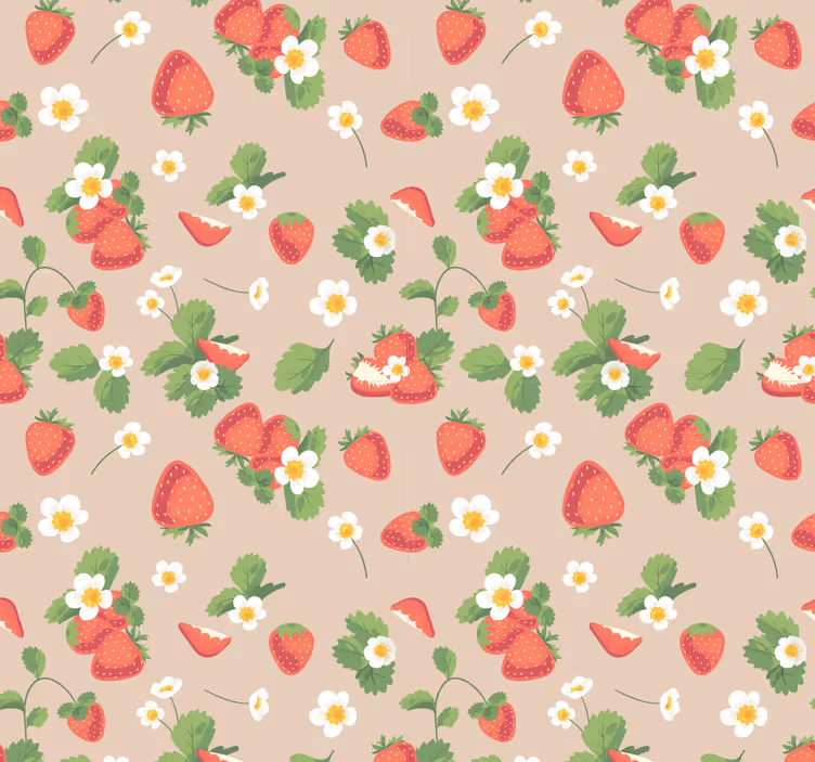 Store enrouleur salle à manger fraises et fleurs - TenStickers