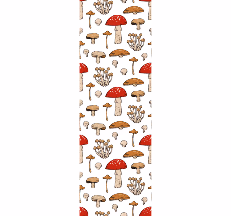Store enrouleur salle à manger champignons et fleurs rouges - TenStickers
