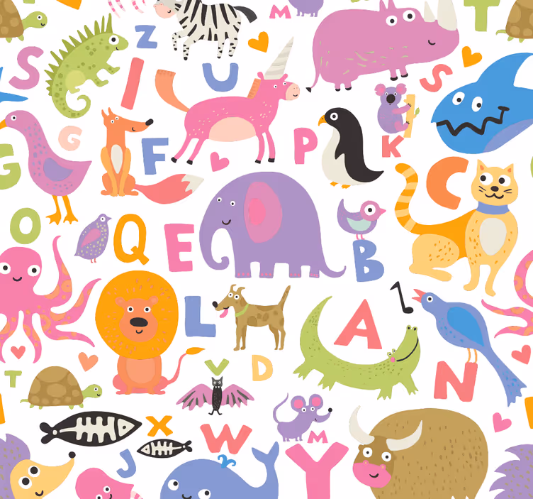 Store enrouleur chambre enfant animaux de l'alphabet - TenStickers