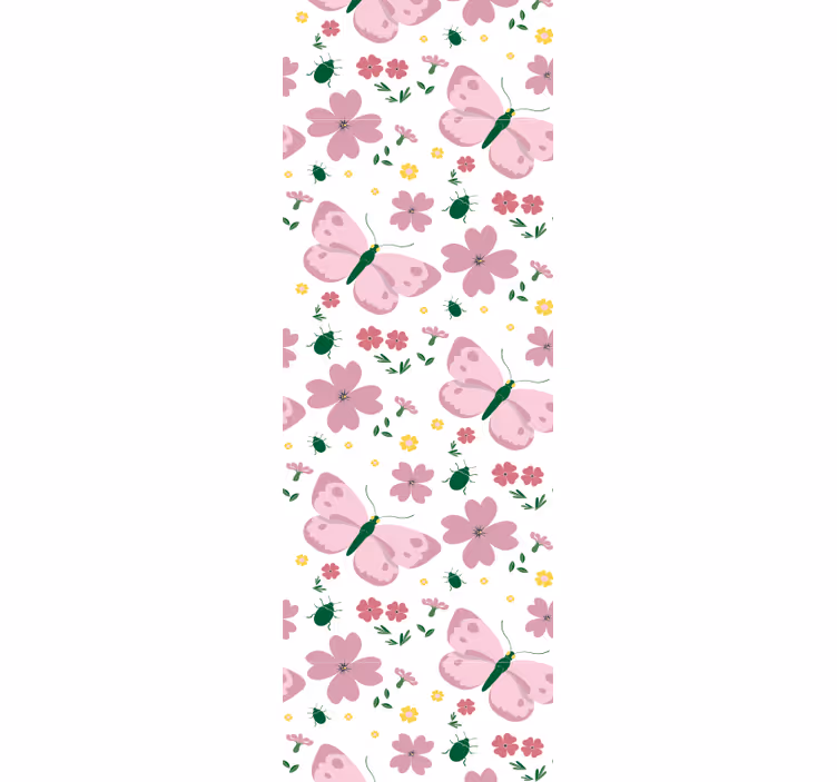 Store enrouleur chambre enfant motif fleurs roses et papillons - TenStickers