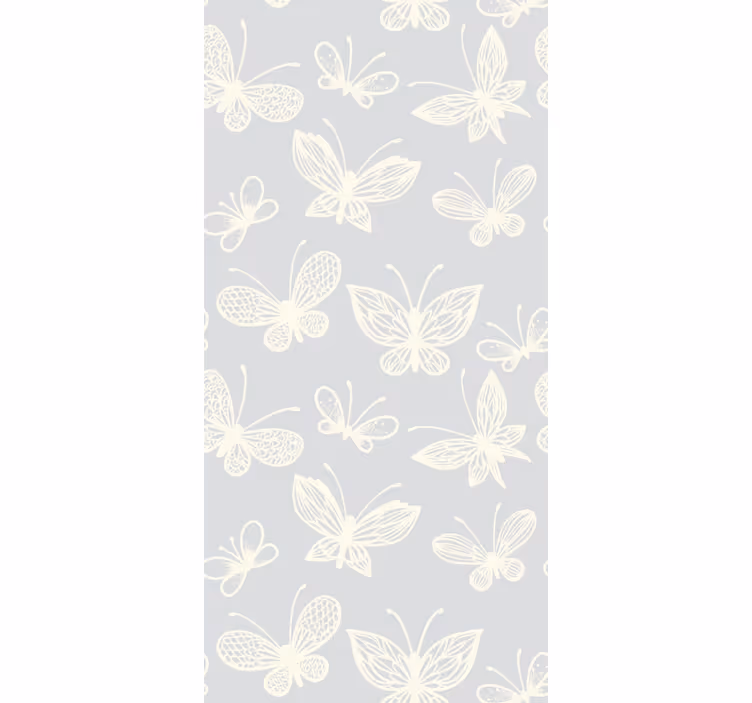 Store enrouleur chambre enfant motif papillons gris et blanc - TenStickers