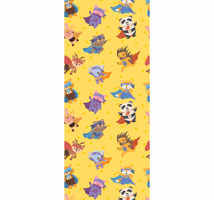 Store enrouleur chambre enfant motif animaux héros jaune - TenStickers