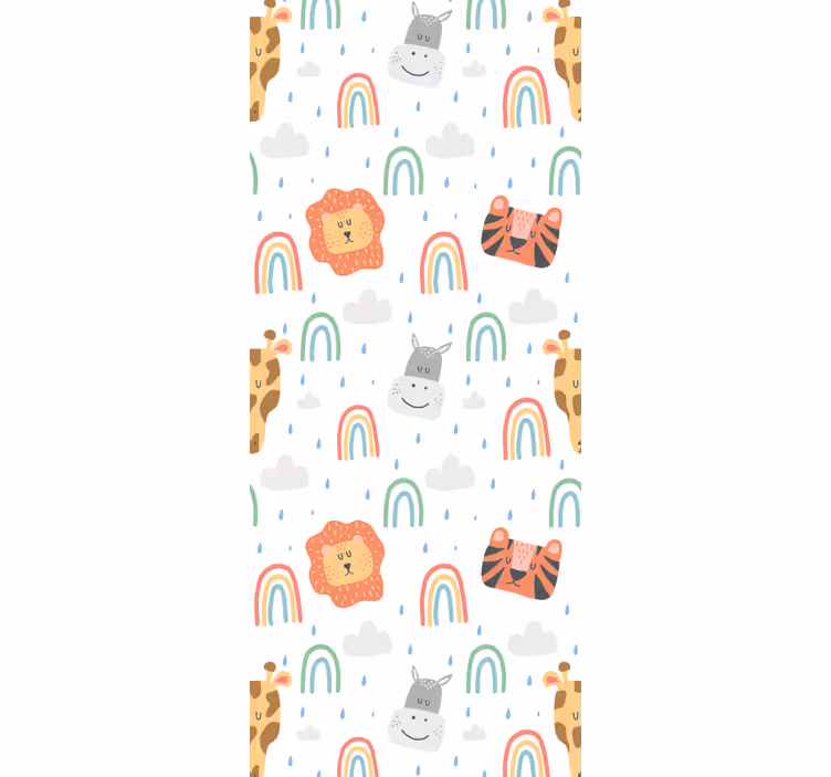 Store enrouleur chambre enfant animaux et arc-en-ciel pastel - TenStickers