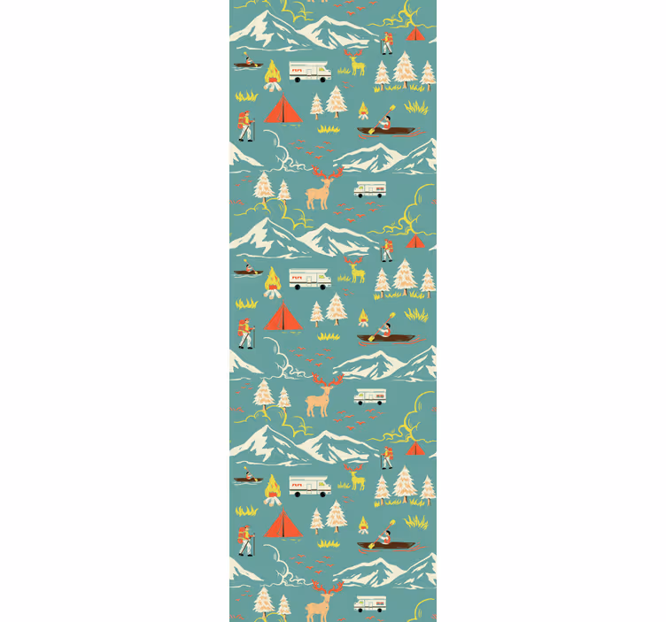 Store enrouleur chambre enfant bonhomme de camping arbres route - TenStickers