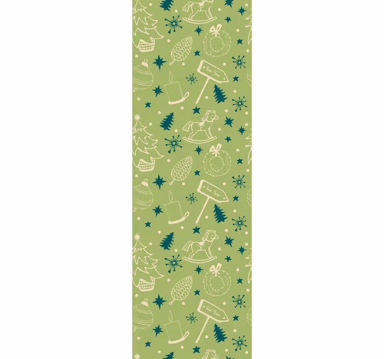 Store enrouleur chambre enfant éléments de noël fond vert - TenStickers
