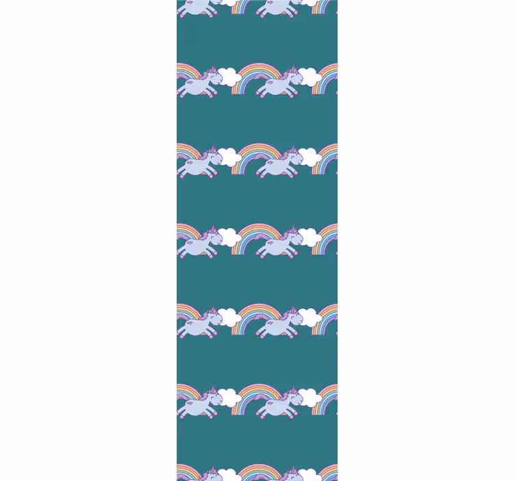Store enrouleur chambre enfant fond sarcelle licornes - TenStickers
