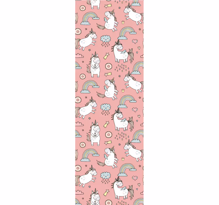 Store enrouleur chambre enfant licornes roses et arc-en-ciel - TenStickers