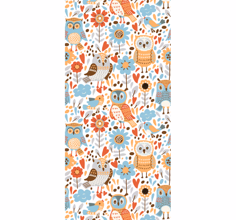 Store enrouleur chambre enfant motif hiboux colorés fleurs - TenStickers