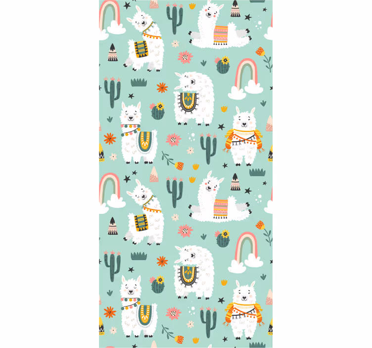 Store enrouleur chambre enfant arc-en-ciel et cactus - TenStickers