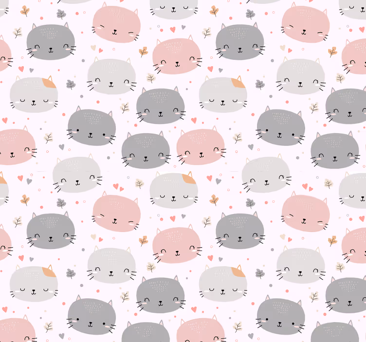 Store enrouleur chambre enfant chatons roses et gris - TenStickers