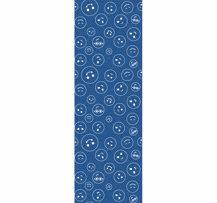 Store enrouleur pour chambre ado têtes souriantes bleues - TenStickers