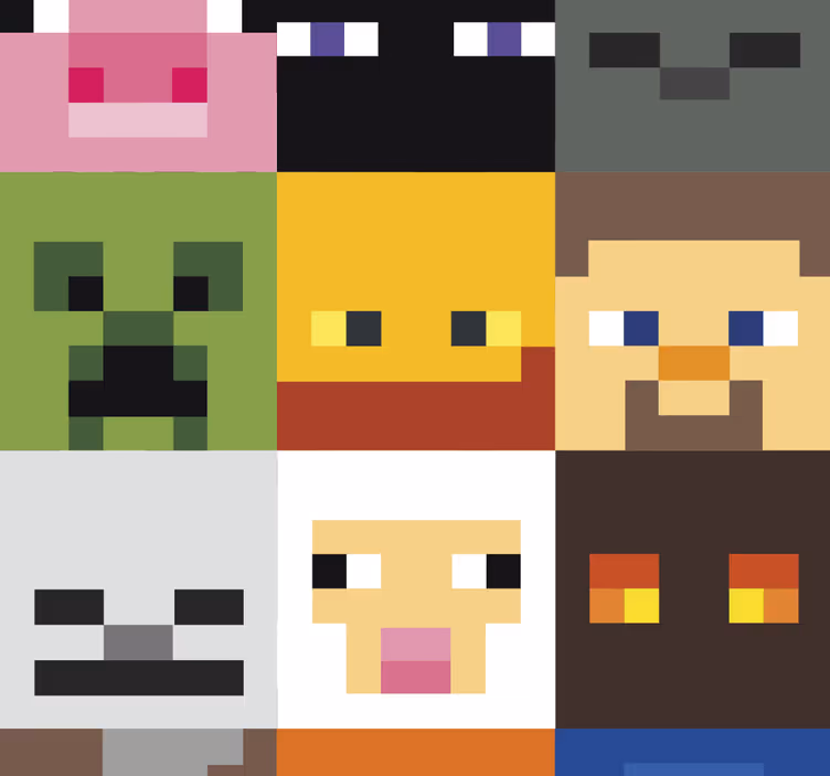 Store enrouleur pour chambre ado visages pixelisés - TenStickers