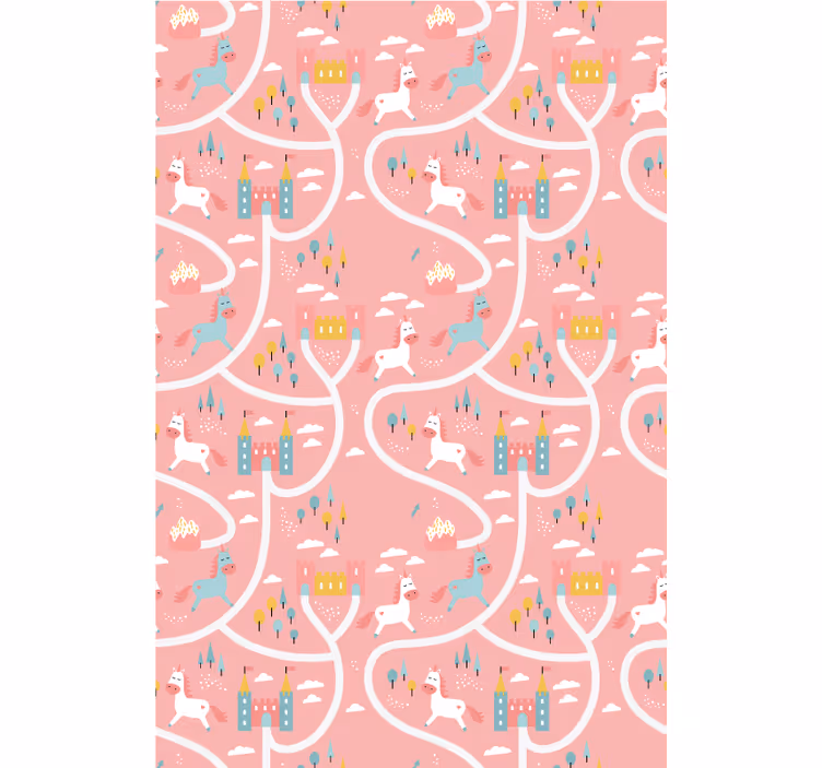 Store enrouleur rose châteaux et licornes - TenStickers
