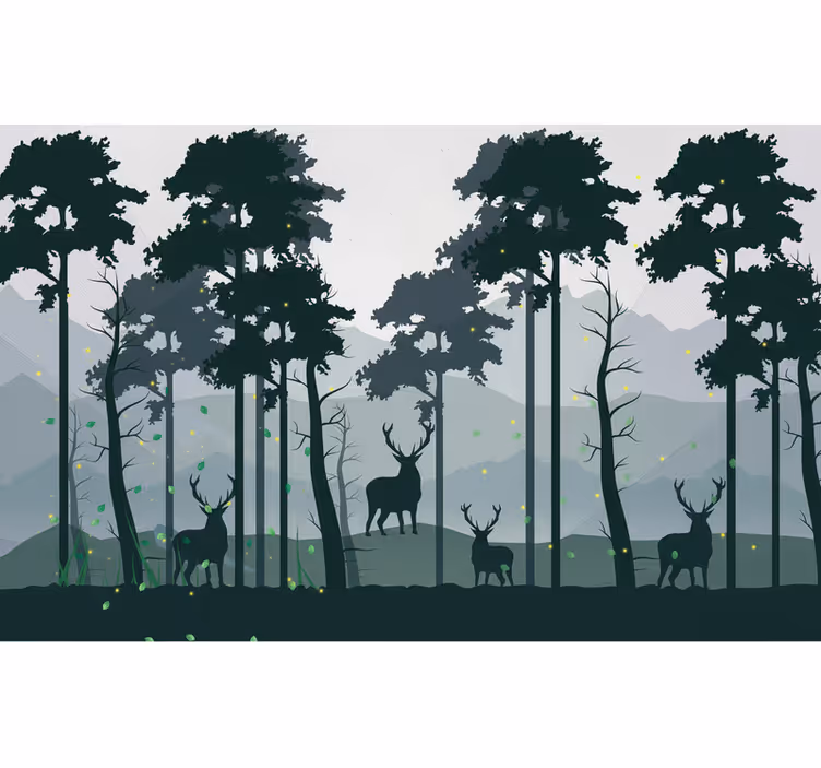 Store enrouleur cuisine silhouette forêt scandi - TenStickers