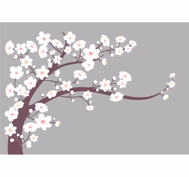 Store enrouleur cuisine fleurs blanches sur fond gris - TenStickers