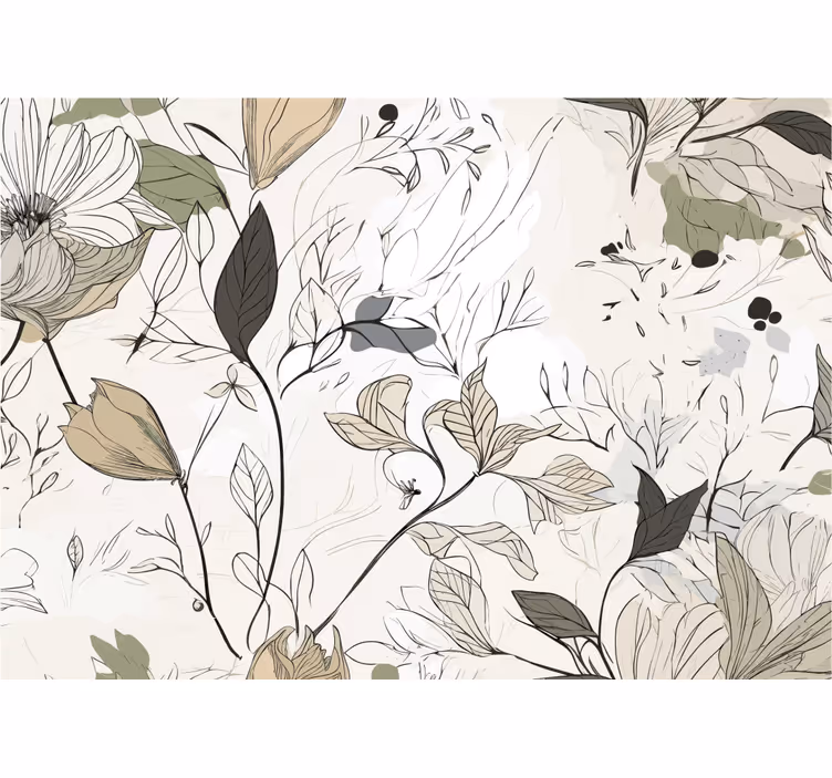 Store enrouleur cuisine fleurs dessinées - TenStickers