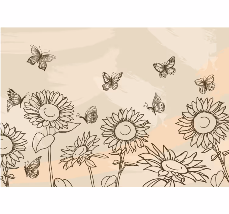 Store enrouleur cuisine tournesols et papillons beige - TenStickers