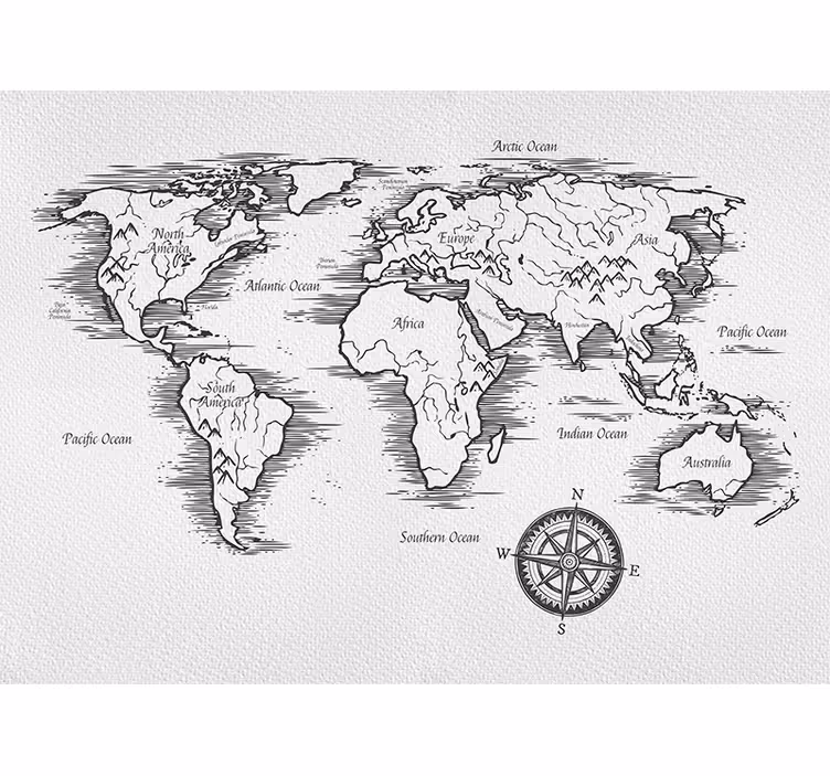 Store enrouleur blanc dessin carte du monde élégant - TenStickers