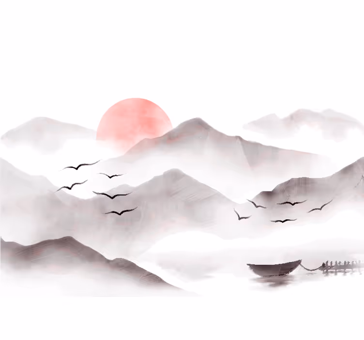 Store enrouleur blanc montagnes aquarelles - TenStickers