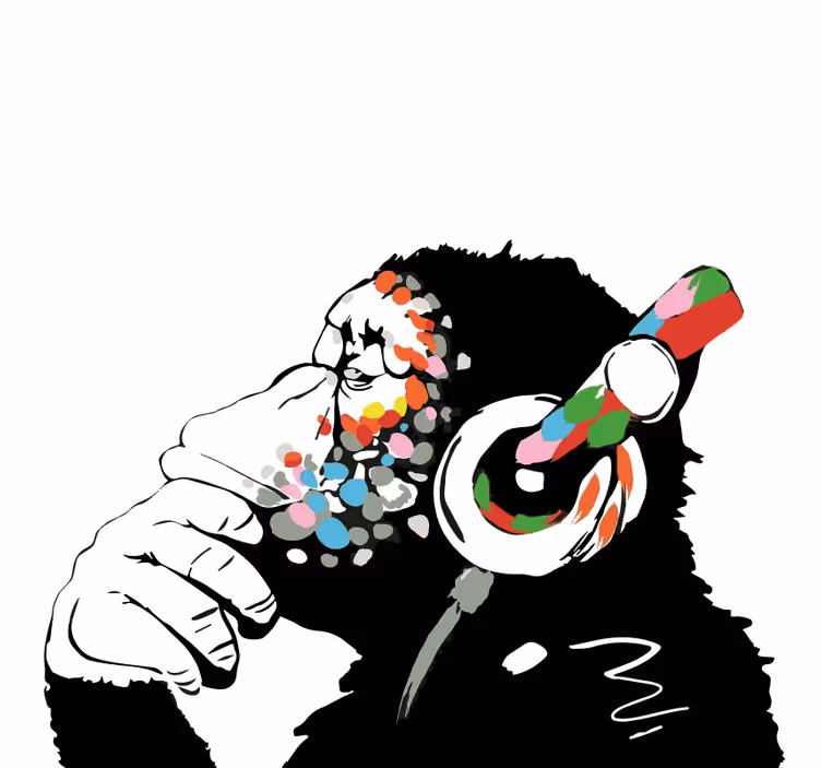 Store enrouleur bureau mono banksy musique - TenStickers